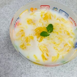 2で覚える／水不使用・甘さ控えめのみかん牛乳寒天